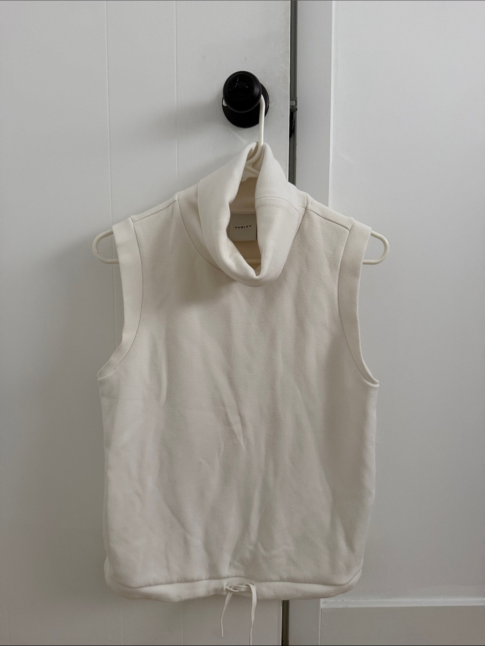 Varley Sleeveless Turtleneck Drawstring Top in Off-White